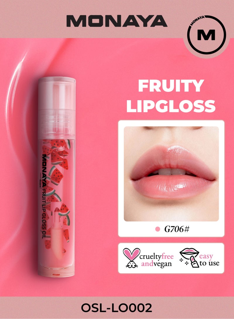 Monaya LO002 Fruit Lip Gloss, Natural Glossy Finish, Nourishing Lip Oil for Soft & Shiny Lips, Hydrating, Non-Sticky, Long-Lasting Moisture, Fruity Scent Lip Care - Image 1